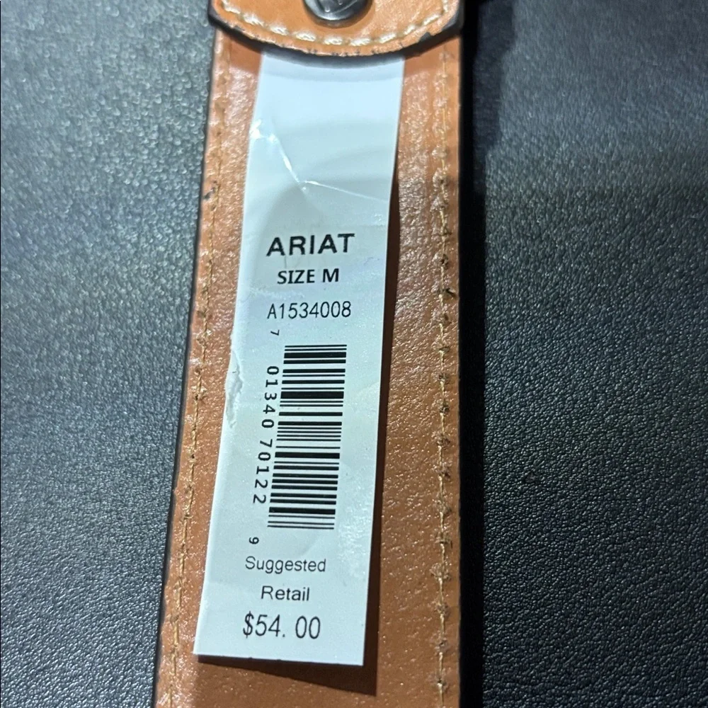 Ariat Genuine Leather floral embossed w/red accent,silvertone floral buckle